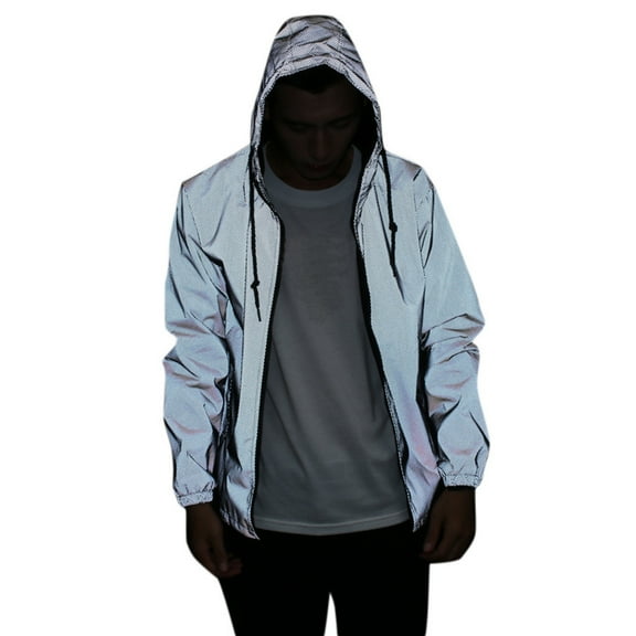 hgsbede Reflective Jacket Men/women Harajuku Windbreaker Jackets Hooded Streetwear Coat