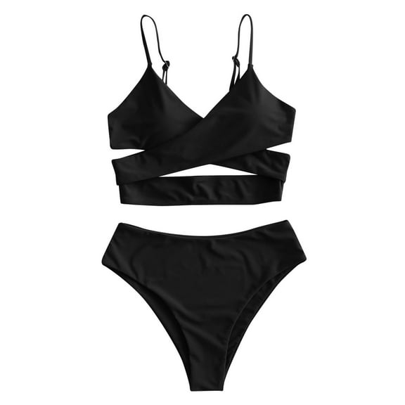 hgsbede Swimsuits for Women Plus Women's Bikini High Waisted Tummy Control Two Piece Swimsuit Swimwear Tankini