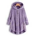 thumbnail image 1 of hgsbede Women Coats Plus Size Clearance Women Plus Size Button Plush Tops Hooded Loose Cardigan Wool Coat Winter Jacket, 1 of 7