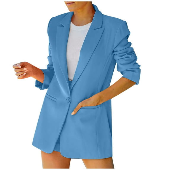 hgsbede Women Coats Plus Size Clearance Womens Ladies Solid Turn Down Collar Jacket Long Sleeve Coat Outerwear Blazer