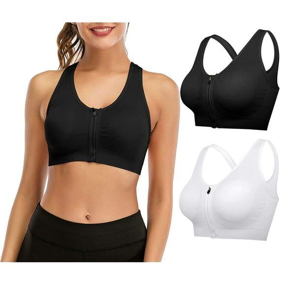 hgsbede Women Sports Bra Front Opening Closing Zipper without Steel Rring Mesh Shoulder