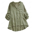 thumbnail image 1 of hgsbede Womens Plus Size Tops Casual Buttton Down V-Neck Short Sleeve Solid Loose Shirt Blouses, 1 of 3