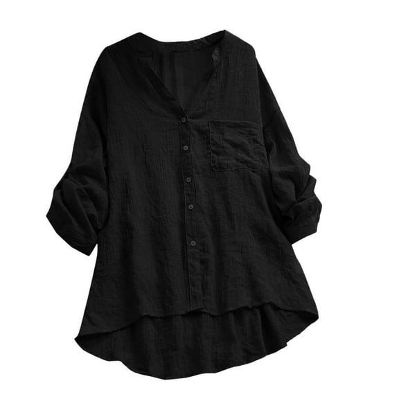 hgsbede Womens Plus Size Tops Casual Buttton Down V-Neck Short Sleeve Solid Loose Shirt Blouses
