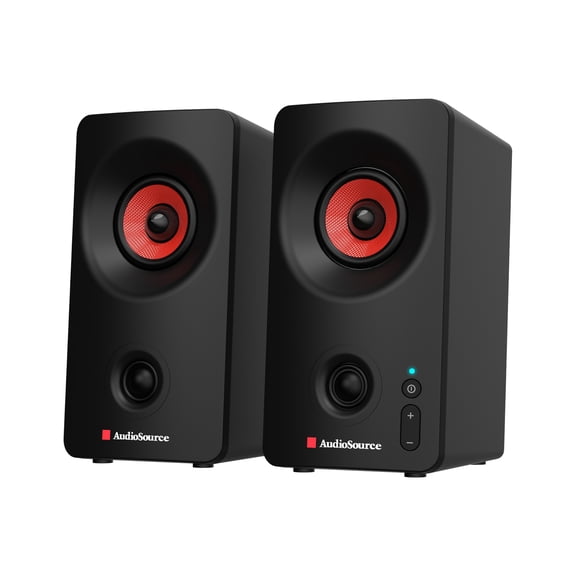 Audiosource Desktop PC Speakers with Bluetooth 5.3, USB-C Plug & Play, 2.0 Stereo Computer Speakers with Dual 2\" Drivers, AUX Input, LED Indicator, Compact Design for PC, Laptop & Home Office (Black)