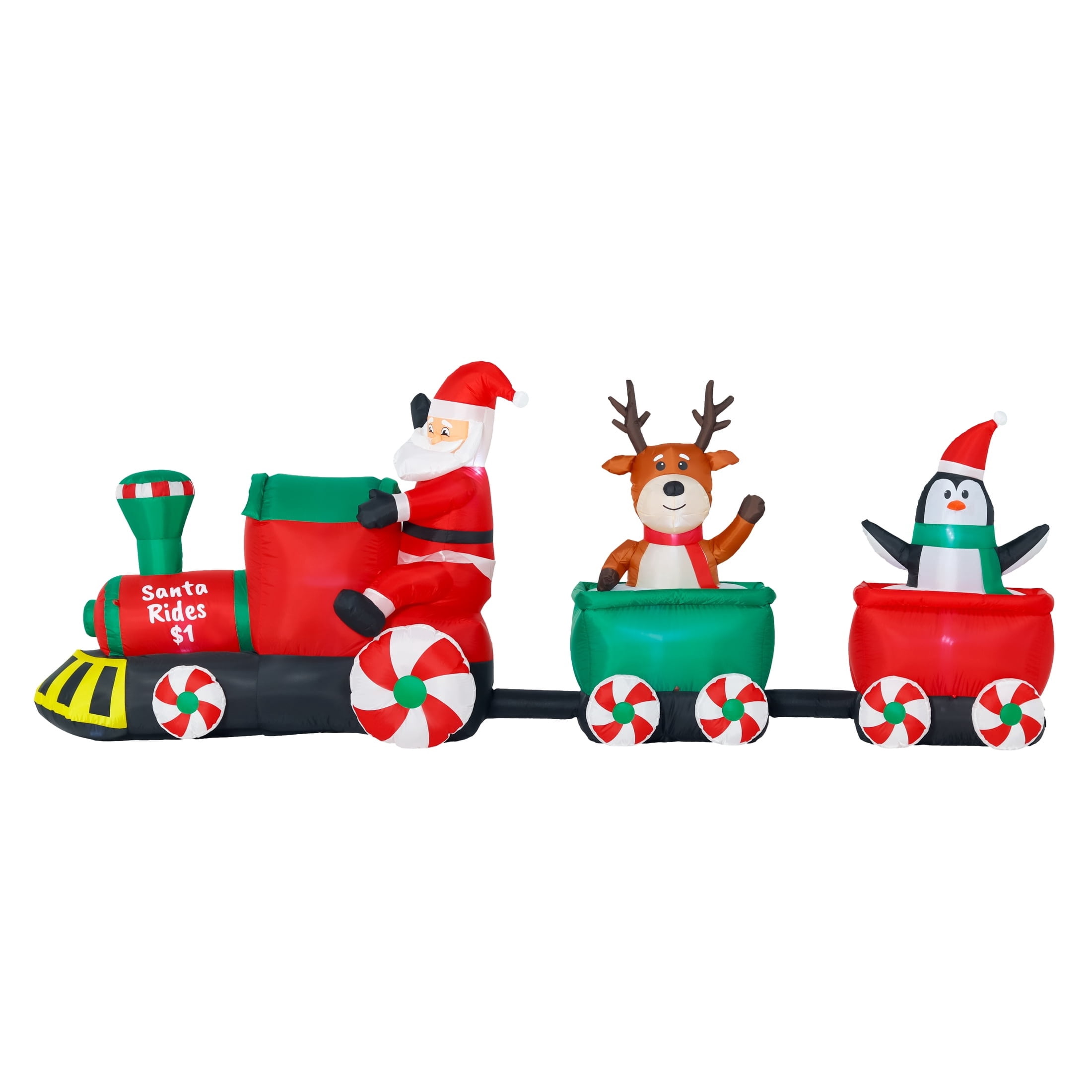 Multicolor Santa Mall Train Christmas Airblown Yard Inflatable, 11', by Holiday Time