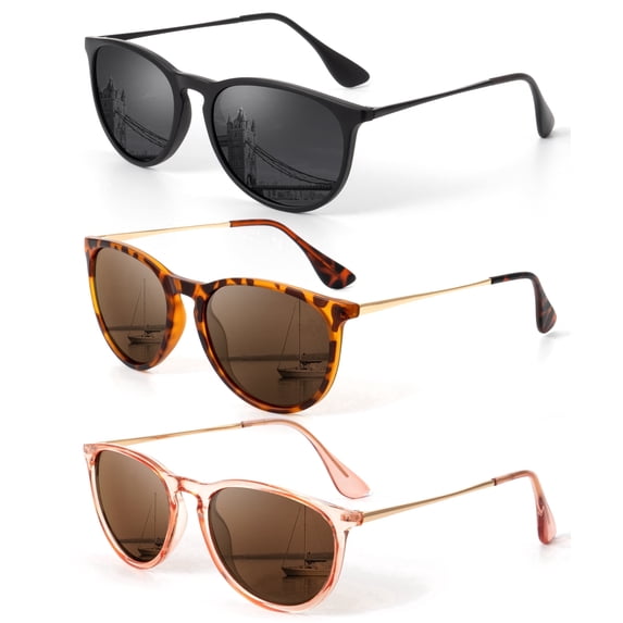 KALIYADI Cat Sunglasses Women Retro Polarized Sun Glasses with UV Protection for Women(3 Pack)