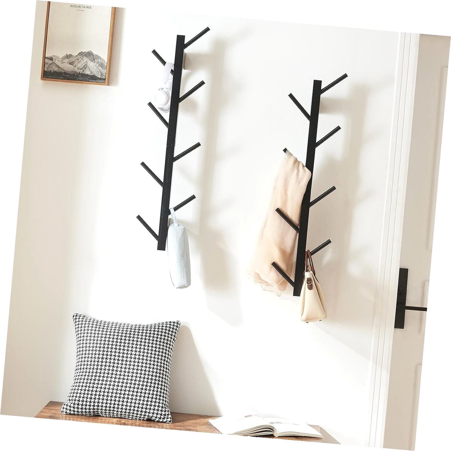 hgudesign 2 Pack Vertical Wall Rack, Wall Mounted Hat Hanging Wooden ...