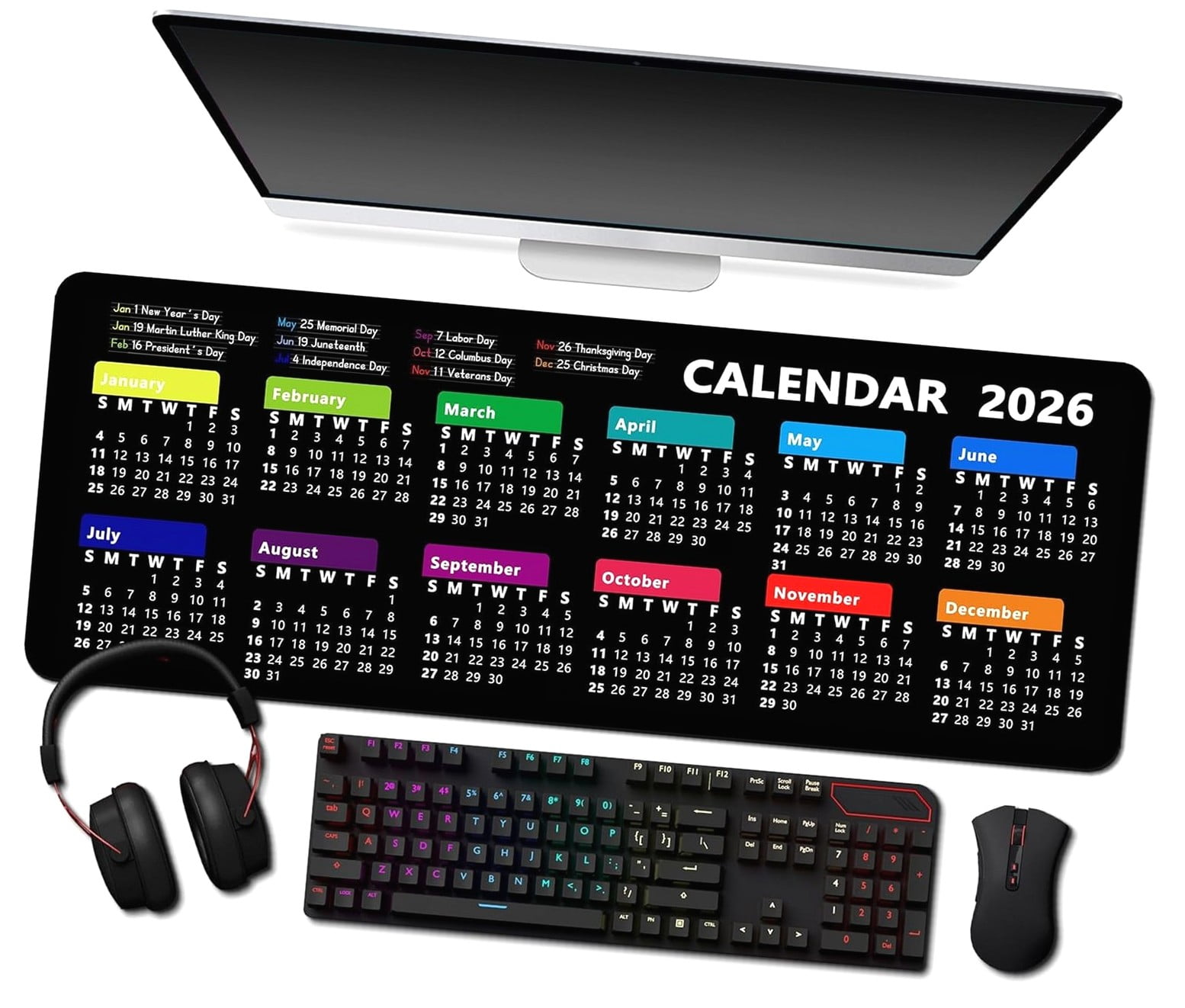 Hgudesign 2026 Calendar With Holiday Mouse Pad Large Gaming Mousepad Hgudesign 2026 Calendar With Holiday Mouse Pad Large Gaming Mousepad For Computer Laptop Rubber Desk Mat For New Year Office 11 8 31 5 Inch 112a8f57 Dadb 415f B5e4 