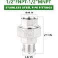thumbnail image 2 of 1/2" NPT Female To 1/2" JIC Male Adapter - 304 Stainless Steel 2 of 4