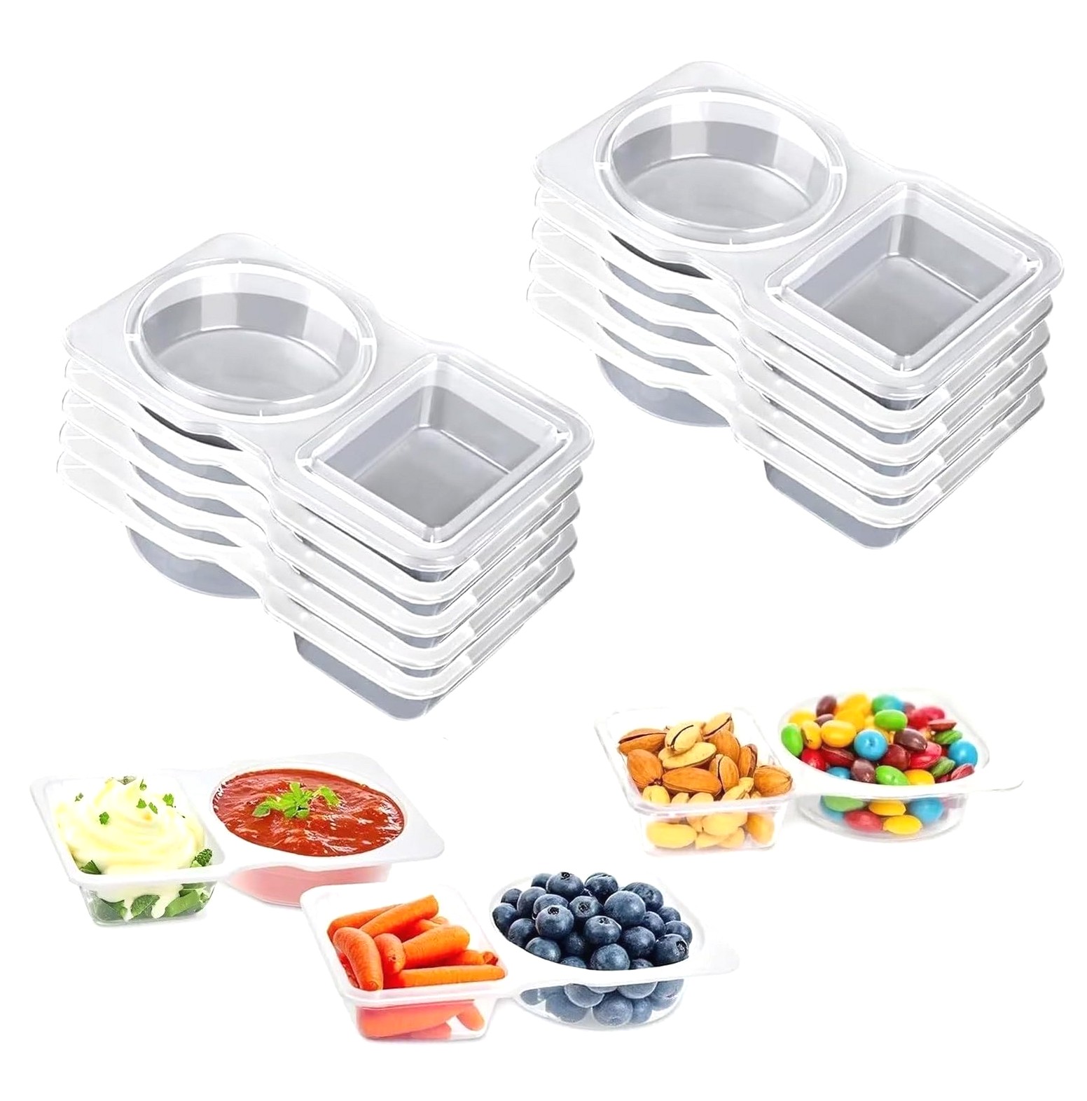 Container Set Packing hgudesign 30pcs Snack Containers with , 2025 New 2 Compartment Plastic ...