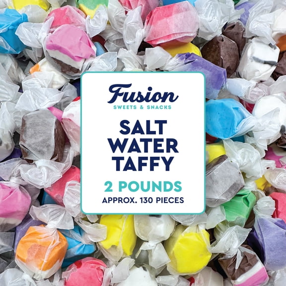 Assorted Salt Water Taffy Individually Wrapped - 2 Pound Bag - Saltwater Taffy Bulk Candy Individually Wrapped - Old Fashioned Retro Candy - Party Favor Dessert Snack