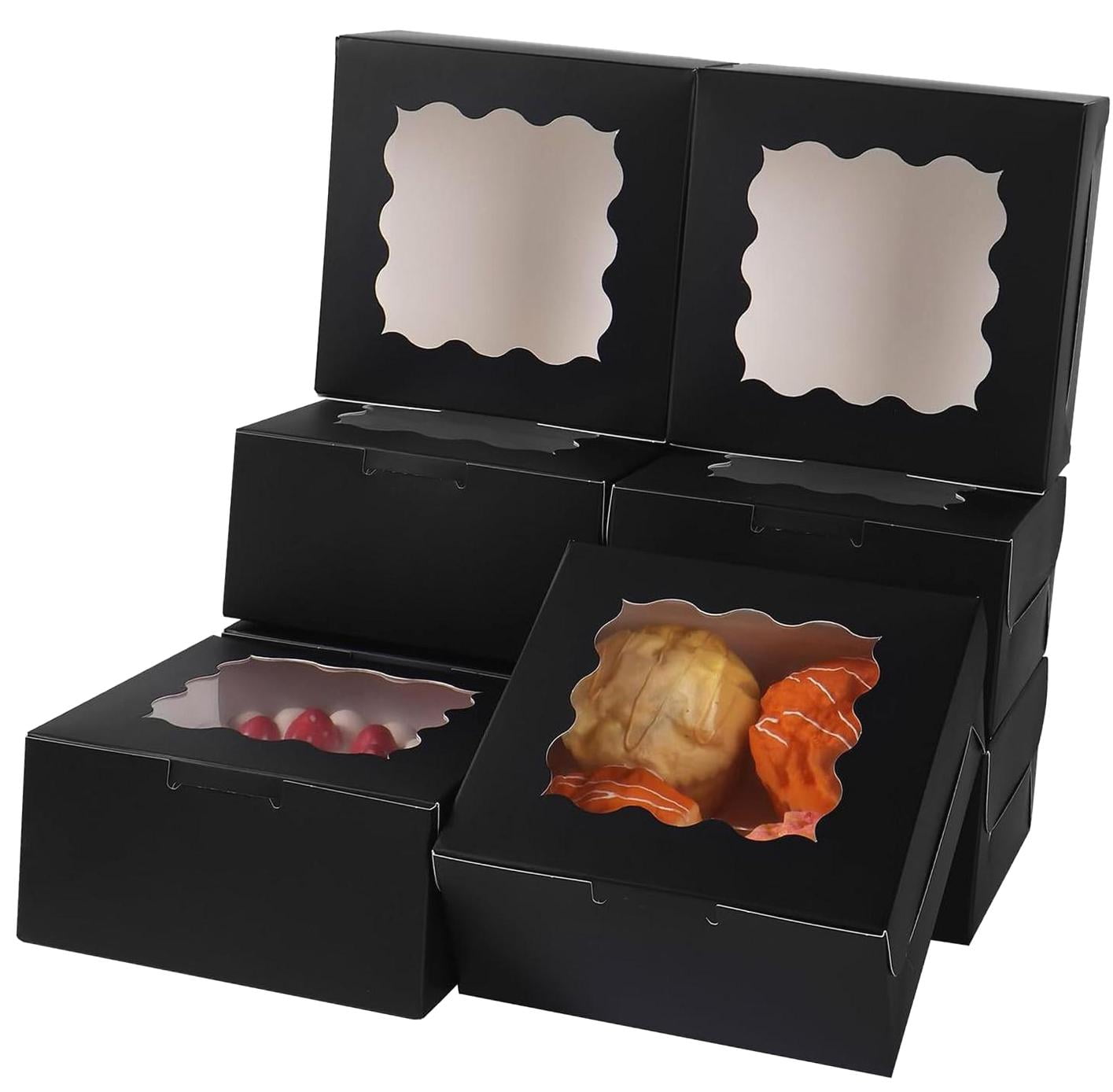 hgudesign 6x6x3 Inches Small Cake Box with Window, Bakery Box, Pastry ...