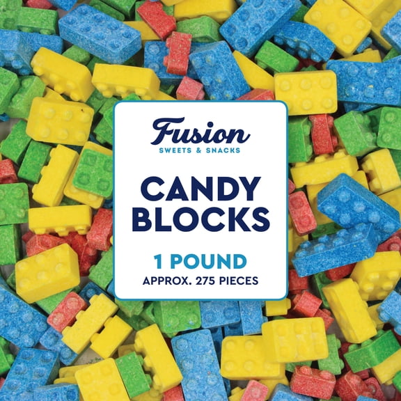 Candy Blocks - 1 Pound, Building Blocks Assorted Fruit Flavor Block Candy