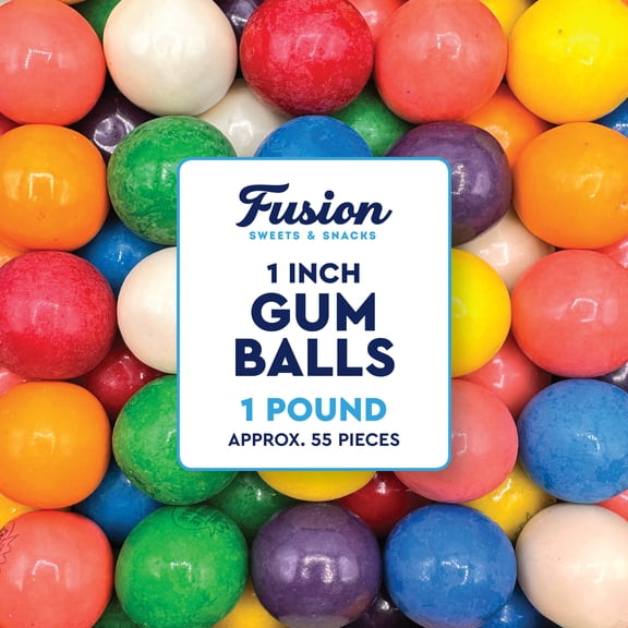 Gumballs 1 Inch - 1 Pound Bag - Gum Balls For Gumball Machine - Gumballs Bulk - Gum Ball Machine Refill - Assorted Fruit Flavor