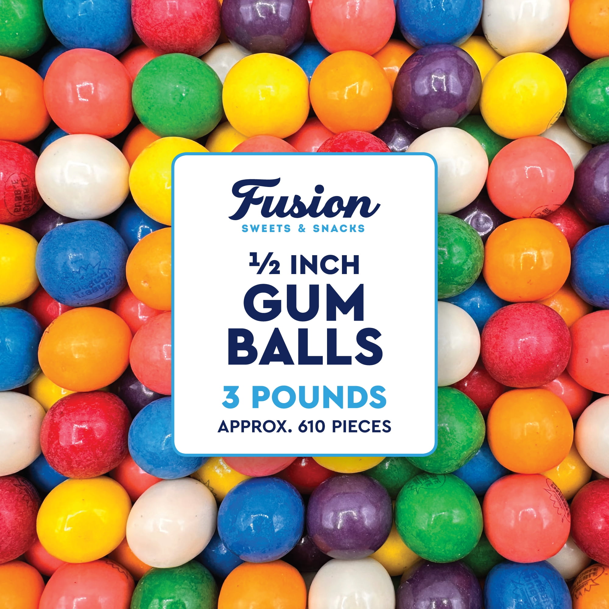 Gumballs 1/2 Inch - 3 Pound Bulk Bag - Gum Balls For Gumball Machine - Gumballs Bulk - Assorted Fruit Flavor - Bubble Gum