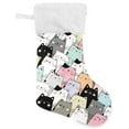 hgudesign Christmas Stockings, 2 Pack 17 Inches Cute Cat Pastel Color