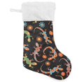 hgudesign Christmas Stockings Floral Lizards Black 1Pack 17" Xmas