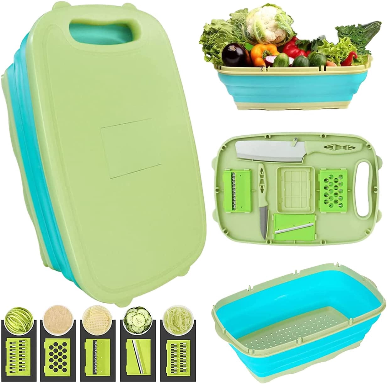 hgudesign Collapsible Cutting Board, 9-In-1 Multi Chopping Board ...