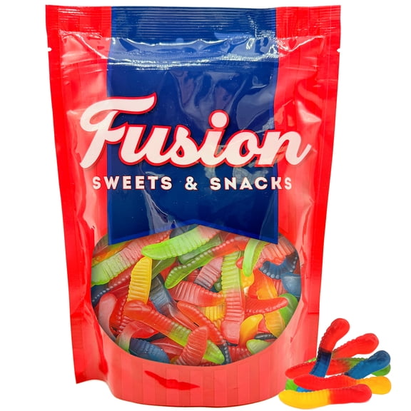 Gummy Worms, 1 Pound Bag, Assorted Fruit Flavors, Made With Real Fruit Juice, Classic Gummy Worms Chewy Candy for Parties, Buffets, Snacking