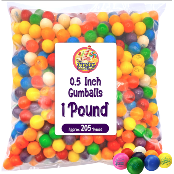 Gumballs Bulk 1/2inch 1 Pound Bag - Gumballs For Gumball Machine - Gumball Machine Refills - Assorted Fruit Flavor