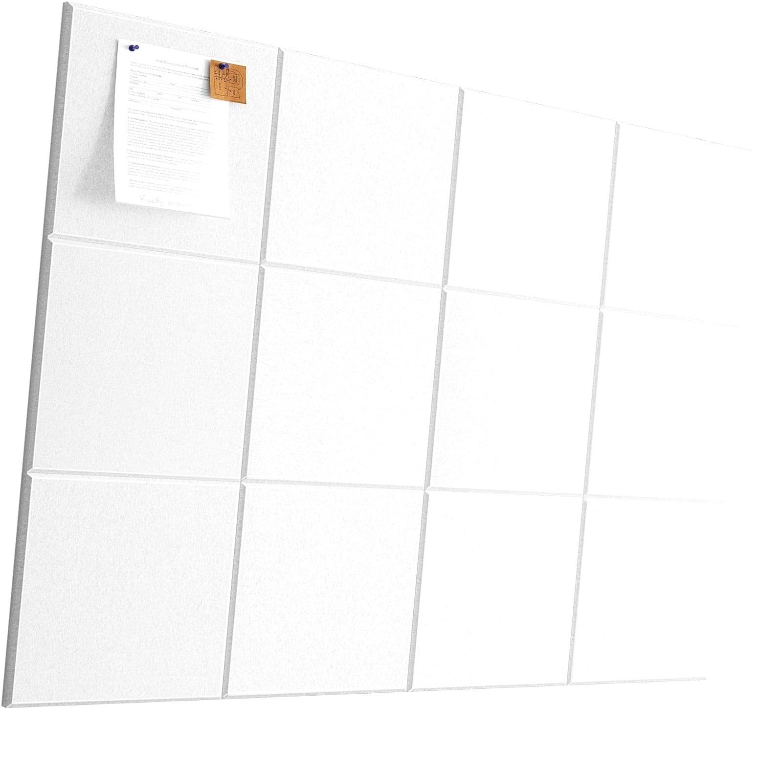 DECORITA Felt Wall Tiles - 12-Pack Gray Marble Bulletin Board Panels, Alternative To Cork Board For Office & Home