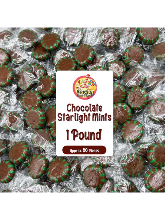 Chocolate Starlight Mints Individually Wrapped, 1 Pound | Mint Chocolate & Starlite Mints for Parties, Offices, Buffets | Rich Cocoa Hard Treats, Premium Candy Gift Bag Favors, Christmas Candy