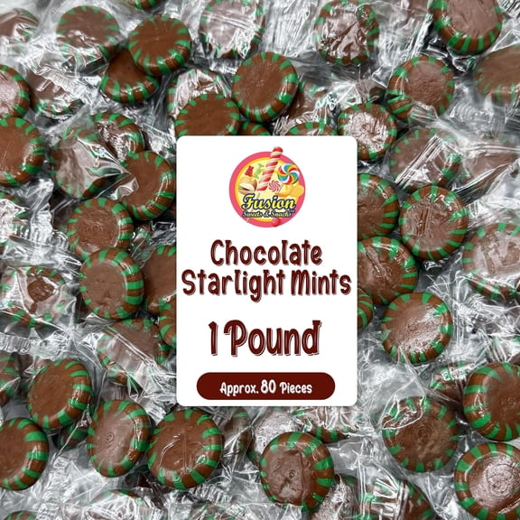 Chocolate Starlight Mints Individually Wrapped, 1 Pound | Mint Chocolate & Starlite Mints for Parties, Offices, Buffets | Rich Cocoa Hard Treats, Premium Candy Gift Bag Favors, Christmas Candy