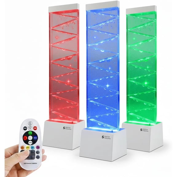 Special Supplies LED Zigzag Bubbler with Colorful Fountain Tubes for Sensory Relief, and Calming Lighting