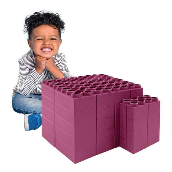 BiggoBlocks Jumbo Blocks Big Blocks for Kids Ages 3-8 Indoor & Outdoor Blocks for Kids Jumbo Games Large Building Blocks (48 pc) Purple Set