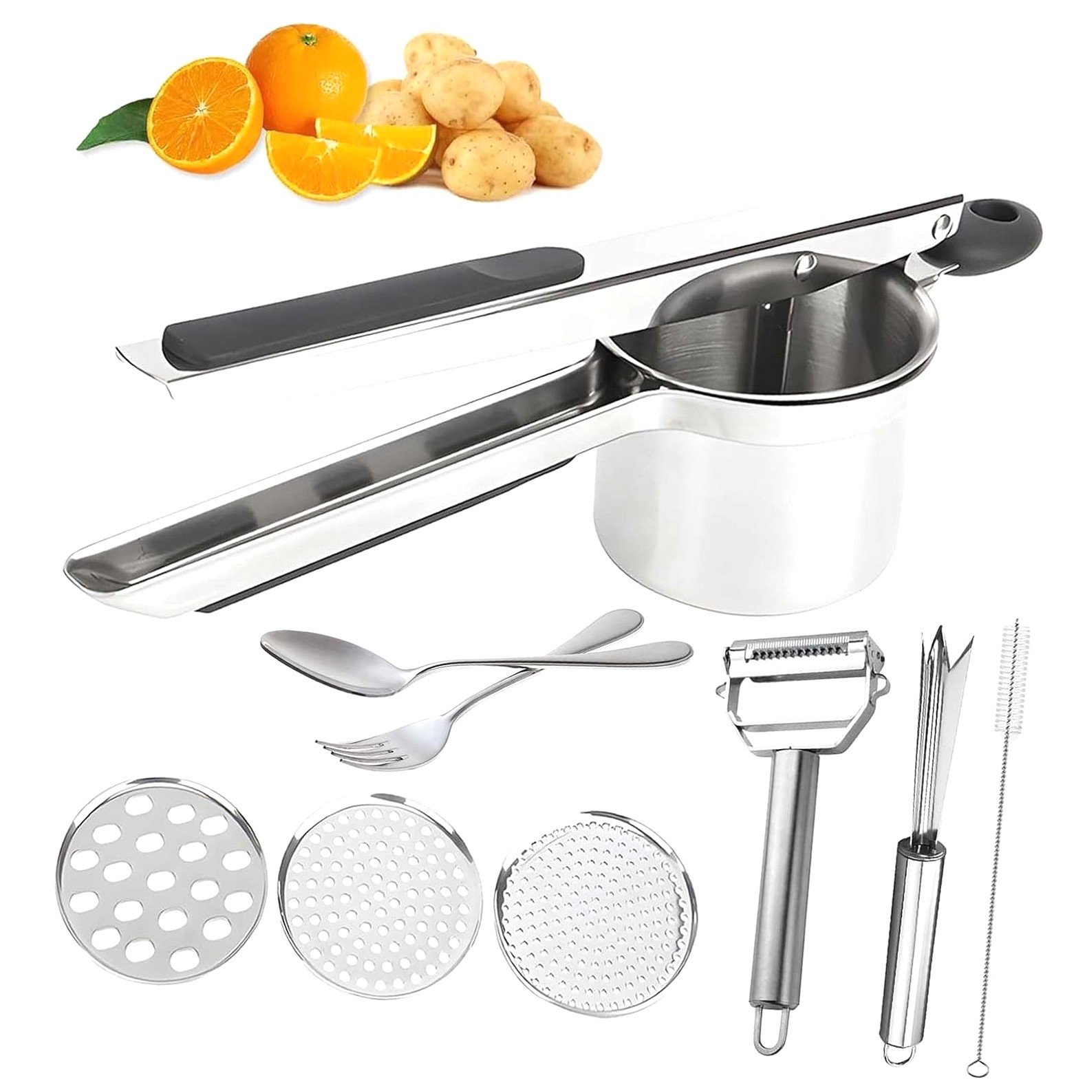 Ricer Set hgudesign Large 15oz Potato Ricer, Steel Potato Masher and Ricer ...