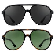 KALIYADI Aviator Sunglasses for Women,Retro Square Sun Glasses with 70s Vintage Style and UV Protection 2 Pack