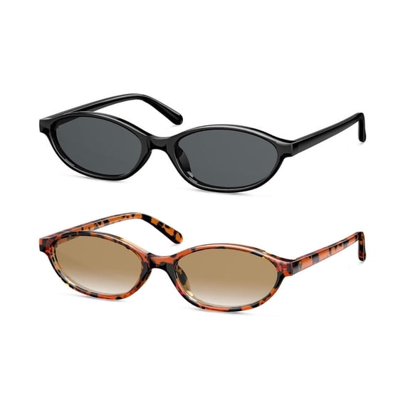 KALIYADI Retro Oval Womens Sunglasses Cat Eye Sunglasses for Women:Sunnies Lightweight Trendy Sun Glasses(2 Pack)