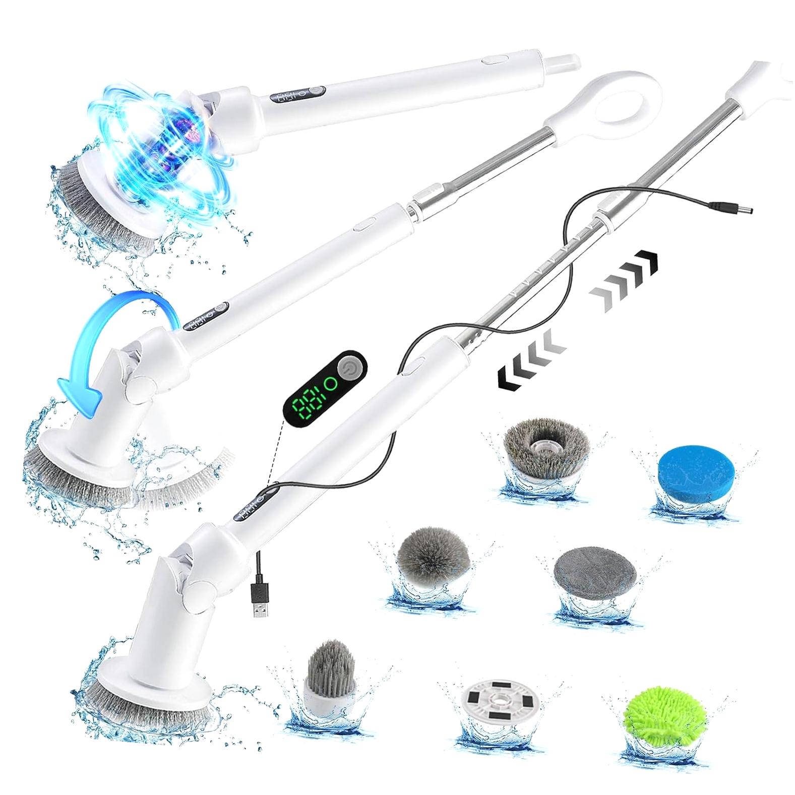 Antime Electric Spin Scrubber with LED Light, IPX8 Waterproof Cleaning