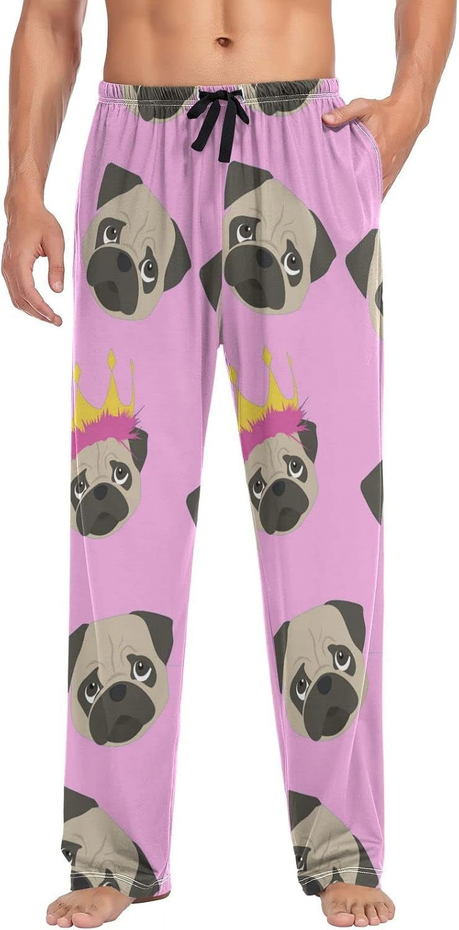 hgudesign Pug Dog On White Lightweight and Comfortable Men's Pajama Pants Sleepwear Lounge