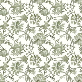 Mainstays 2 Yard Cut 100% Cotton Duck Puno Jacobean Floral Design Printed Fabric, Bayleaf Green, 45 inches wide for Home Decor Projects, Quilting, Crafting & Sewing.