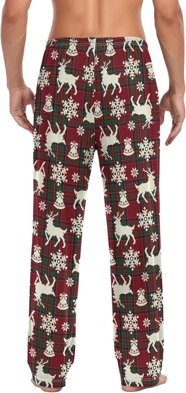 hgudesign Reindeer Snowflakes Plaid Men s Pajama Pants Christmas Casual Mens Lounge Pants Novelty Pajama Bottoms Sleepwear S Walmart