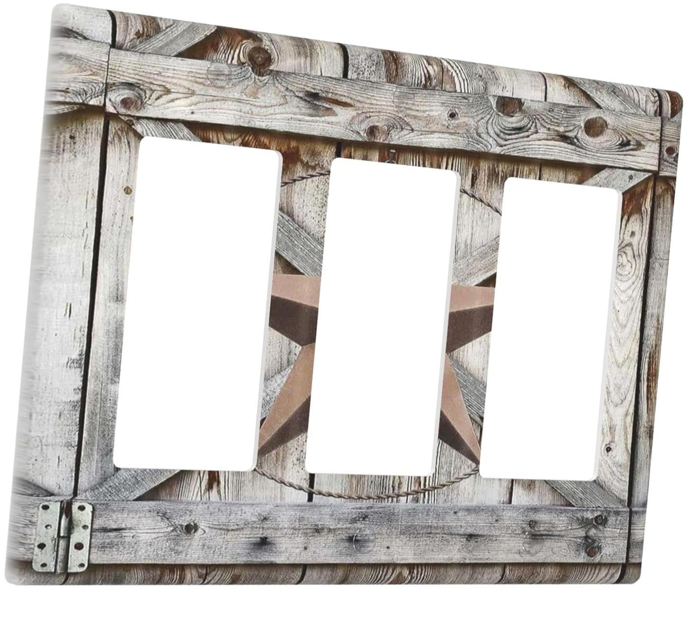 hgudesign Rustic Western Texas Star Barn Door 3 Gang Rocker Light ...