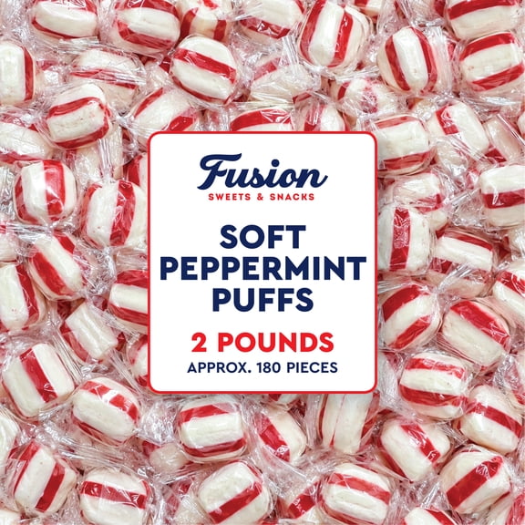 Soft Peppermint Puff Candy 2 Pound Bulk Bag Individually Wrapped