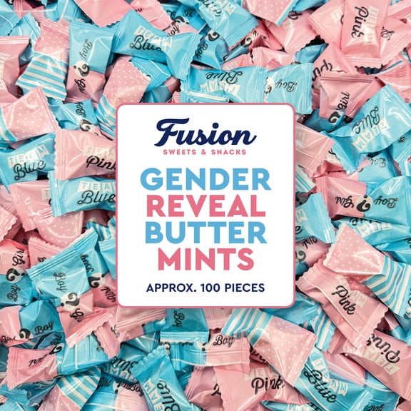 Gender Reveal Butter mints Individually Wrapped, 100 Count Pink and Blue Candy For Gender Reveal Party Favors & Baby Shower Mints | Sweet After Dinner Treats, Thank You Candy Gifts for Guests