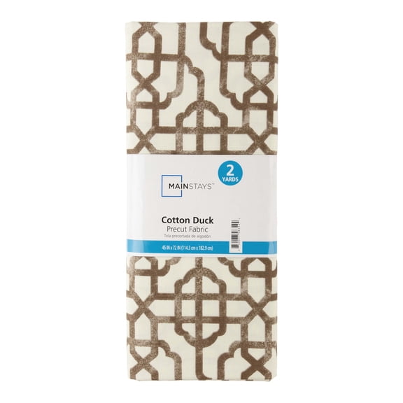 Mainstays 2 Yard Cut 100% Cotton Duck Printed Fabric, Interlocking Design, Warm Brownie, Home Décor Projects, Quilting, Crafting & Sewing, Soft, Comfortable Feel