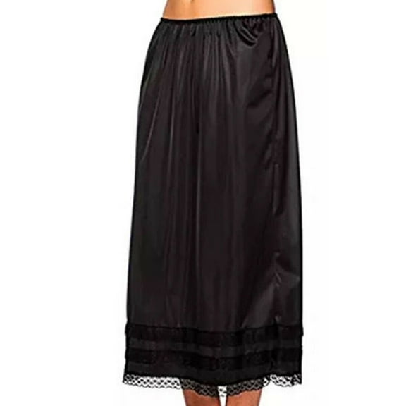 hhchenyulemon Womens Cotton Blend Solid Lace Trim Maxi Half Slip Underskirt Slip Under Skirt
