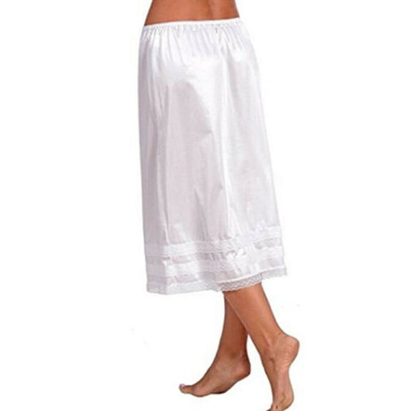 hhchenyulemon Womens Cotton Blend Solid Lace Trim Maxi Half Slip Underskirt Slip Under Skirt