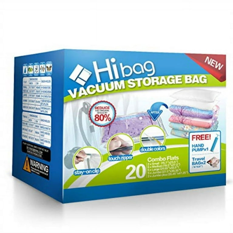 Hibag Premium Space Saver Bags, 20 Pack Vacuum Compression Bags