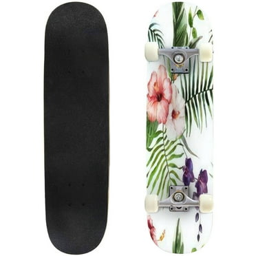 hibiscus watercolor Outdoor Skateboard Longboards 31"x8" Pro Complete Skate Board Cruiser Gift