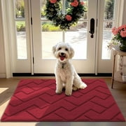 hicorfe Indoor Door Mat,32"x40"Absorbent Dirt Resist Front Back Door Rug,Machine Washable Rubber Backing Non-Slip Rug for Indoor,Entrance,Patio,Porch(Red)