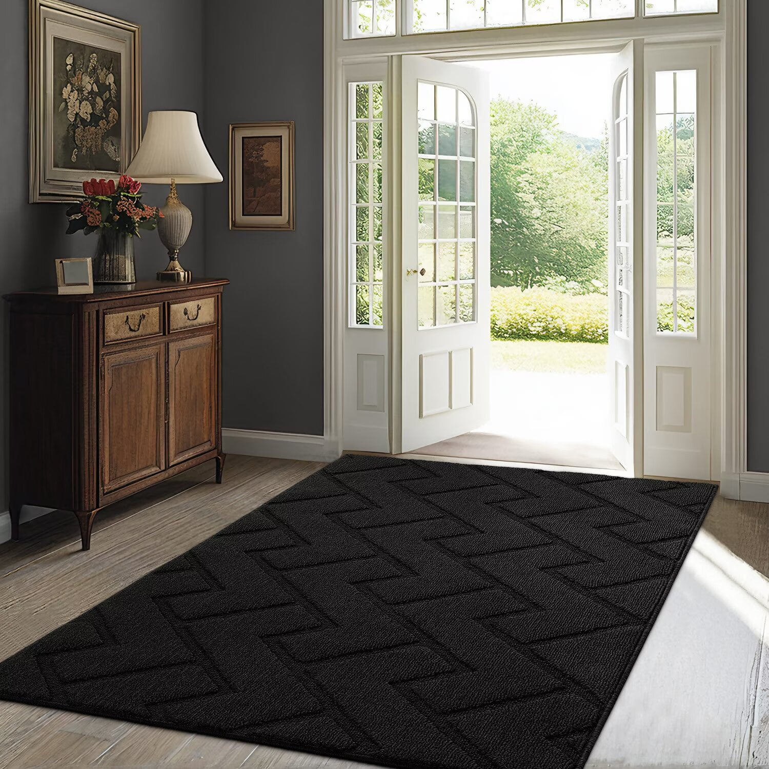 hicorfe Indoor Door Mat,35"x59"Absorbent Dirt Resist Front Back Door ...