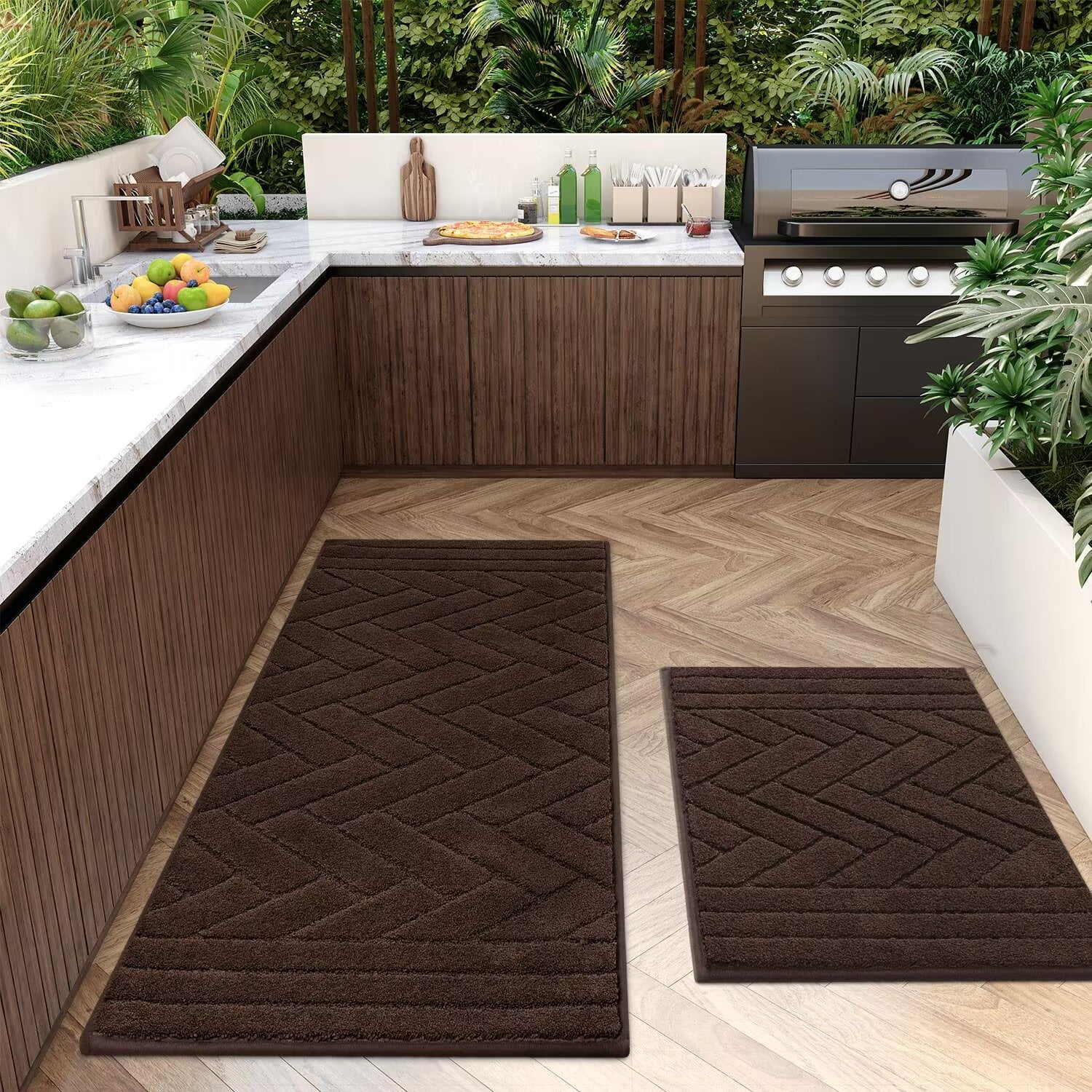 hicorfe Kitchen Mats and Rugs Set,Anti Slippery Absorbent Kitchen