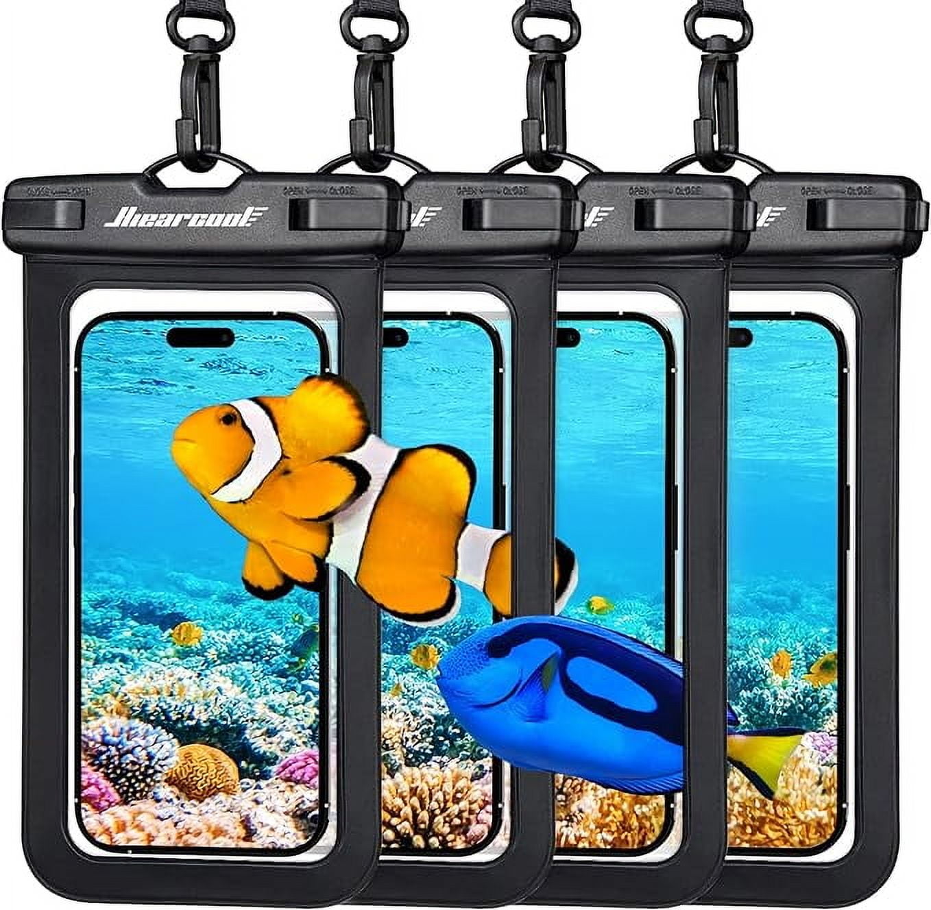 hiearcool waterproof pouch for iphone, waterproof phone bag travel essentials cruise accessories must haves-4pack black
