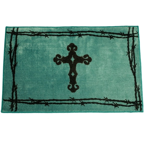 hiend accents western cross print rug, 24 by 36-inch, turquoise