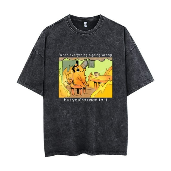 higashiyama kobeni Anime short sleeve Reze T-shirt short sleeve round neck washed vintage top loose Harajuku style short sleeve for men and women